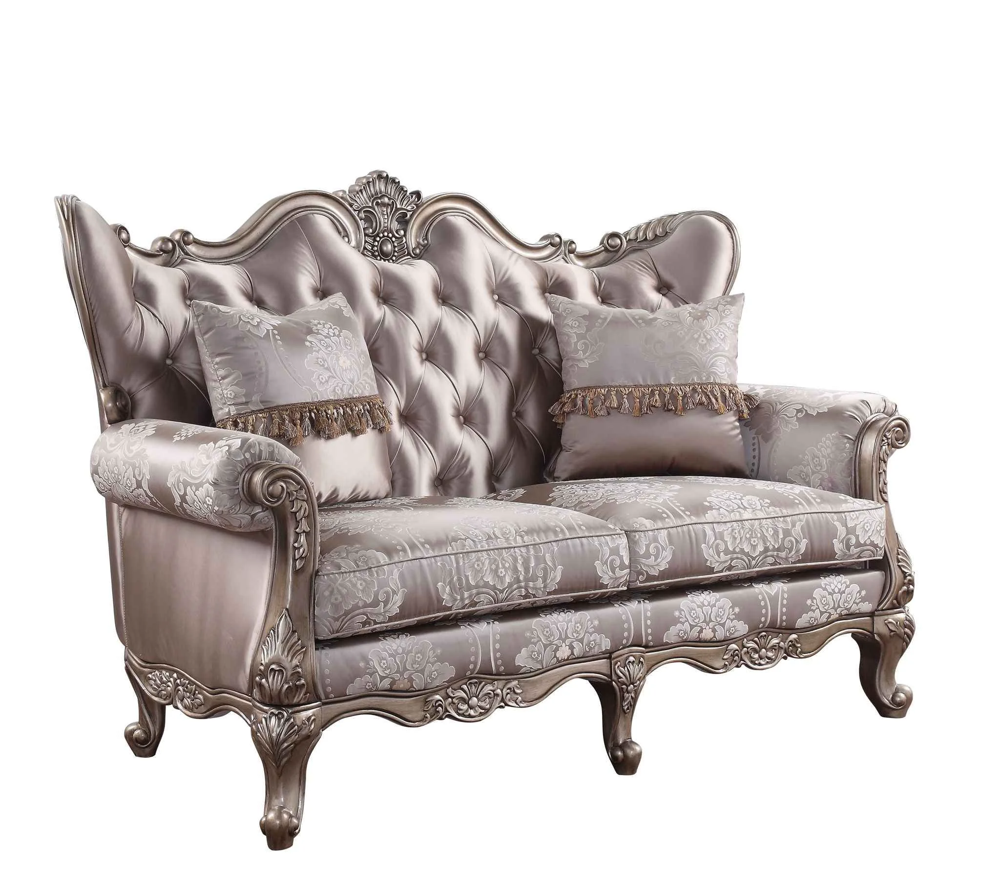Traditional Jayceon – Loveseat With 2 Pillows – Fabric amp Champagne Authentic