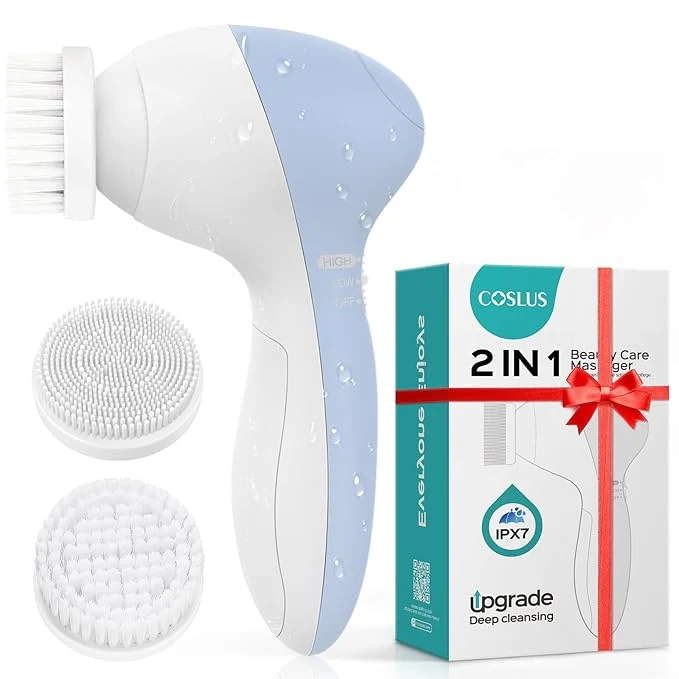 Safe COSLUS Facial Cleansing Brush Silicone Face Scrubber 2 in1 FBS-D Electric Trendy