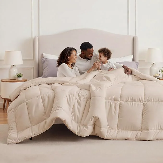 Superior Bedsure Comforter Duvet Insert – Quilted Comforters Oversized King Size All Season Duvet GentleSoft Down Bedding with 8 Tabs Gifts for Women Men Beige Oversized King 116 x 98 Inches Flexible