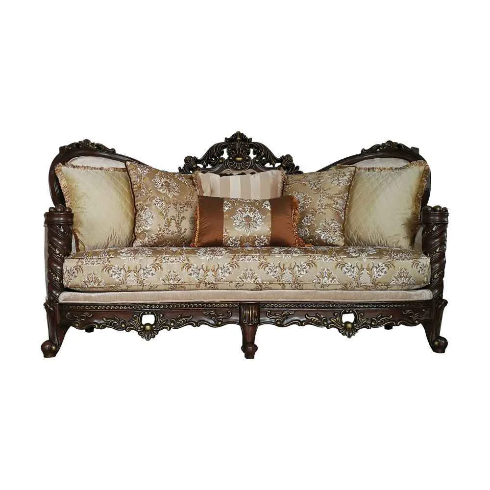 Fine Devayne – Sofa With 6 Pillows Same Lv01582 – Pattern Fabric amp Dark Walnut Advanced