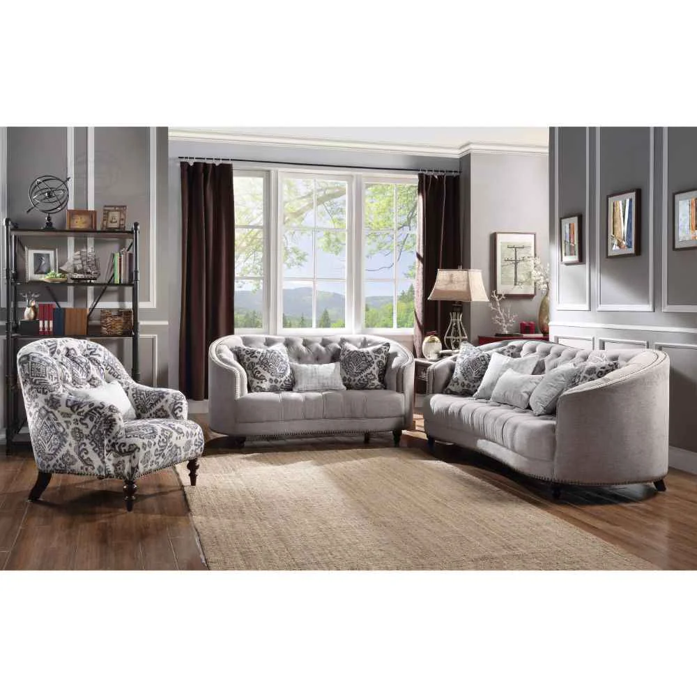 Artisan Saira – Loveseat With 3 Pillows – Light Gray Fabric Premium Material