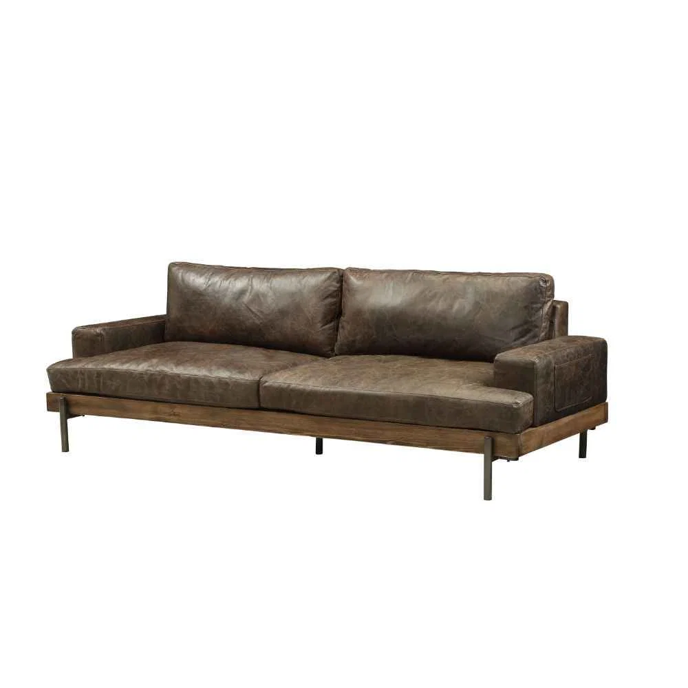 Safe Silchester – Sofa – Distress Chocolate Top Grain Leather amp Oak Efficient