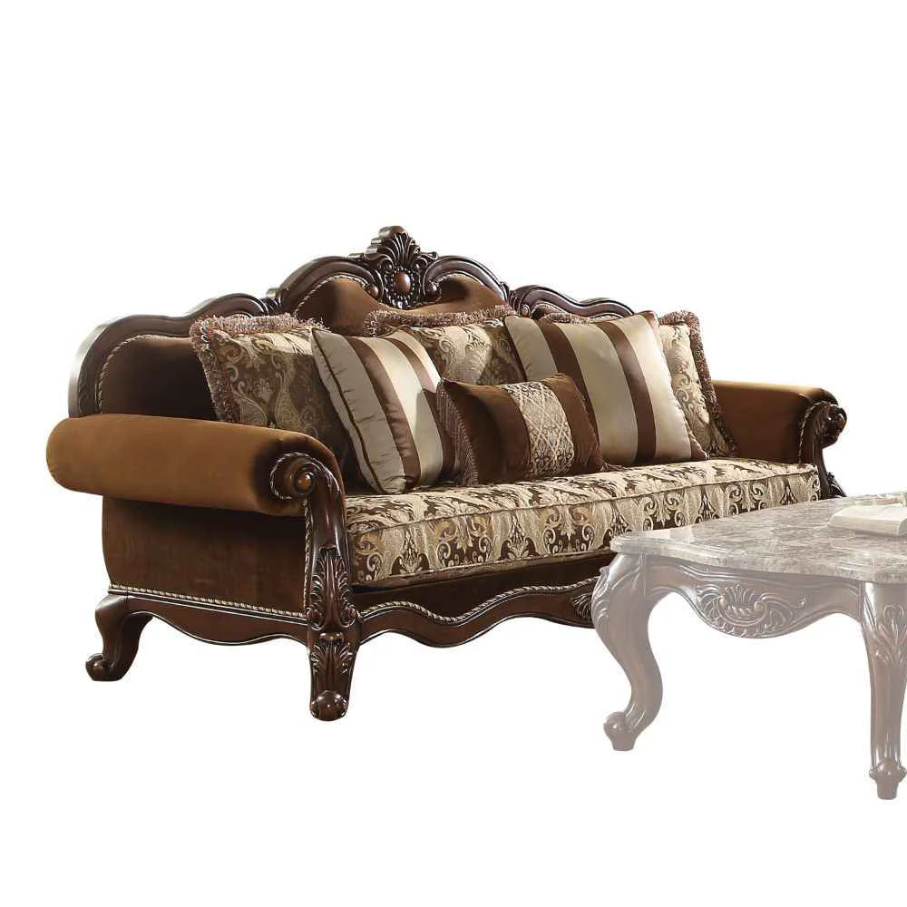 Artisan Jardena – Sofa With 6 Pillows Same Lv01591 – Pattern Fabric amp Cherry Oak Long-Lasting