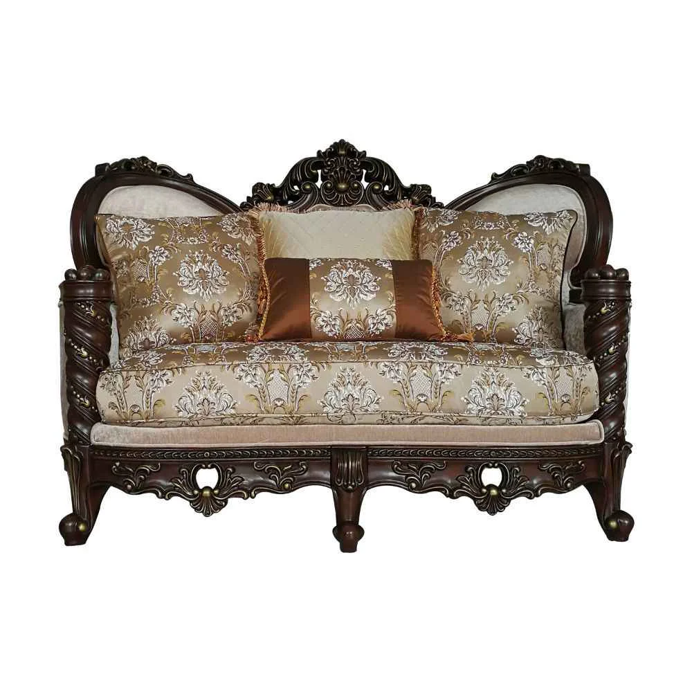 Advanced Devayne – Loveseat With 4 Pillows Same Lv01583 – Pattern Fabric amp Dark Walnut Dependable