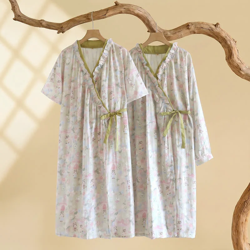 Artisan Ownkoti Fairytale Cottagecore Cotton Gauze Yukata Dress Premium Material