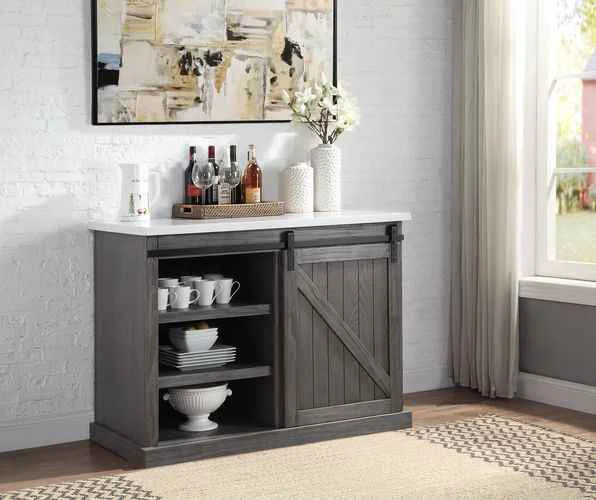 Excellent Gauri – Kitchen Island – Marble Top Top amp Gray Oak Flexible
