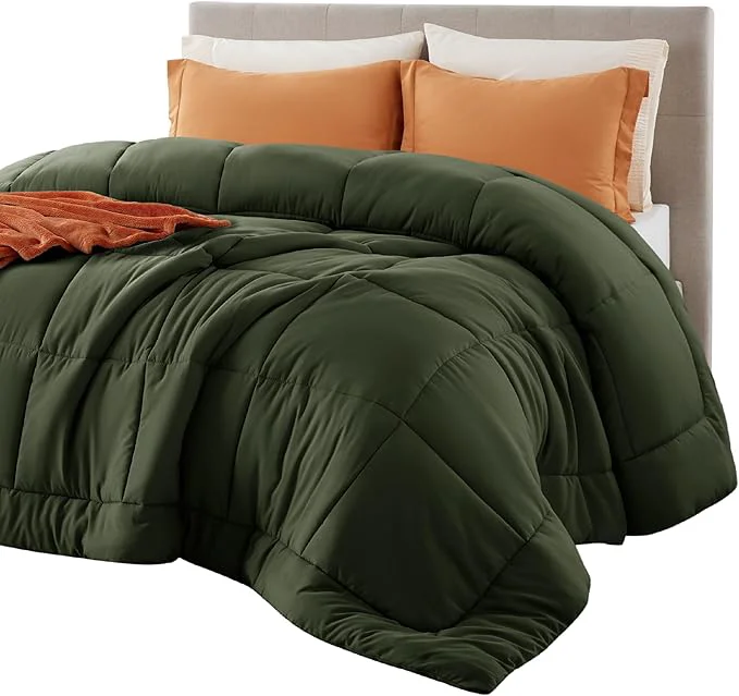 Lightweight Bedsure Comforter Duvet Insert – Quilted Comforters Full Size All Season Duvet Down Bedding with 8 Tabs Gifts for Women Men Olive Green Full 86 x 82 Inches Proven