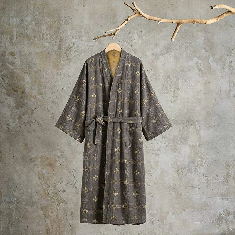 Efficient Ownkoti Unisex Geometric Cotton Yukata Robe Outstanding