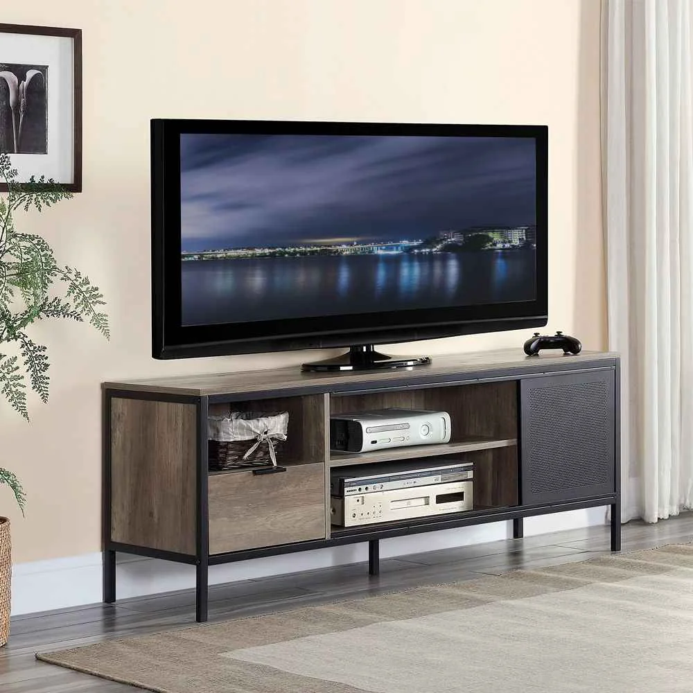 World-Class Nantan – 21 quot TV Stand – Rustic Oak amp Black Exceptional