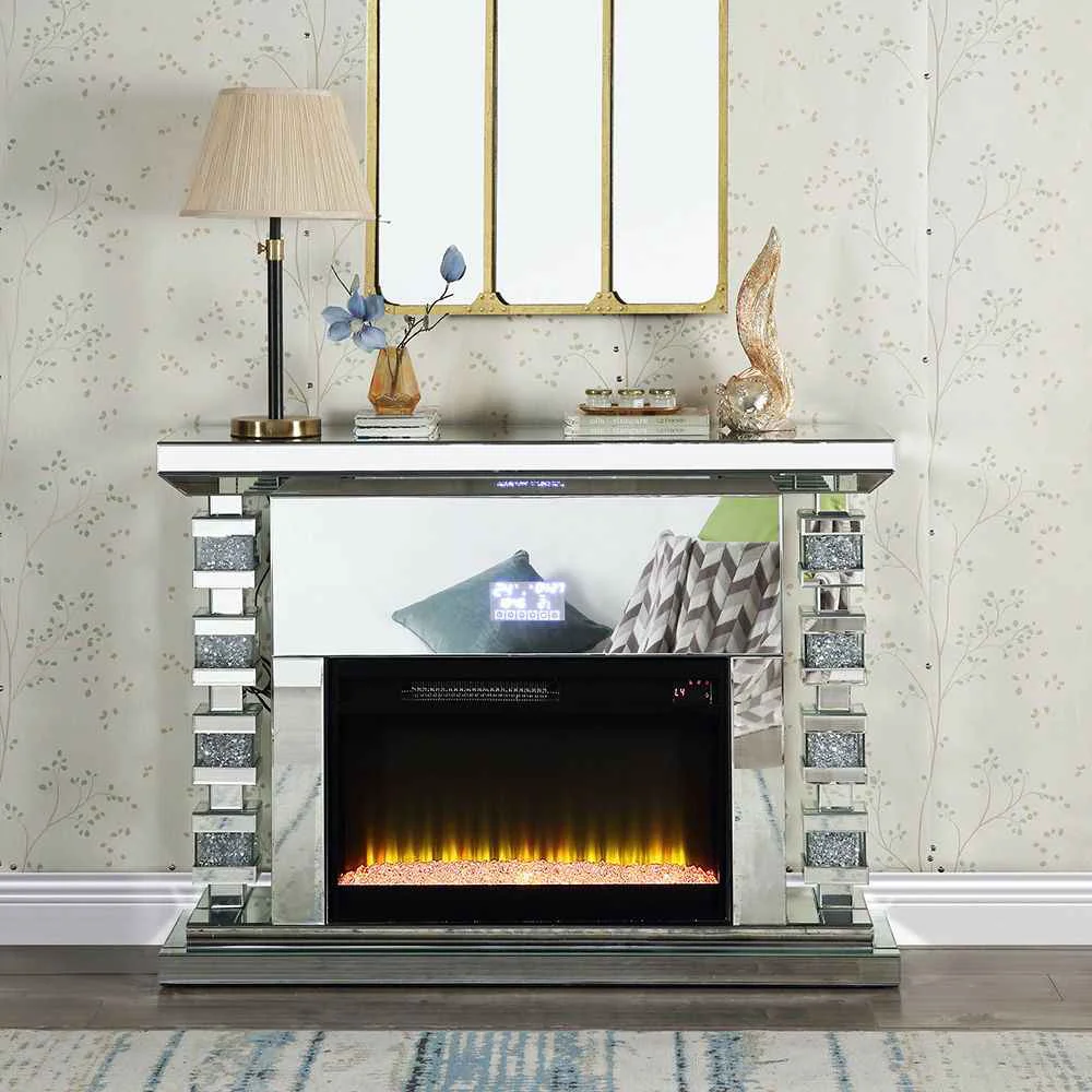 Convenient Noralie – 47 quot Fireplace With Bluetooth – Mirrored amp Faux Diamonds Artisan