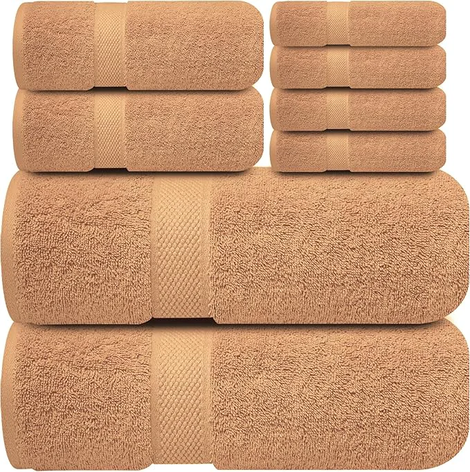 Elegant Infinitee Xclusives Luxury Cotton Towel Set – 8 Piece Bathroom Towel Set – Safe
