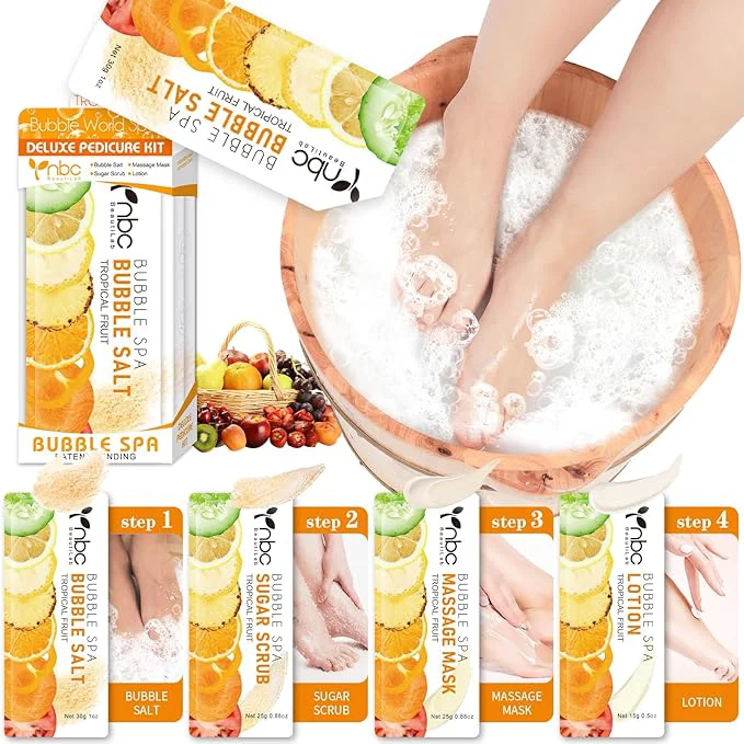Authentic Pedicure Kit Foot Soak Set Bubble Salt Sugar Scrub Massage Mask Massage Efficient