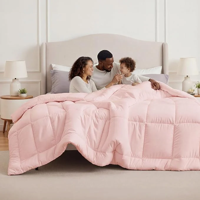 Easy-to-Use Bedsure Comforter Duvet Insert – Quilted Comforters Oversized King Size All Season Duvet GentleSoft Down Bedding with 8 Tabs Gifts for Women Men Pink Oversized King 116 x 98 Inches Safe