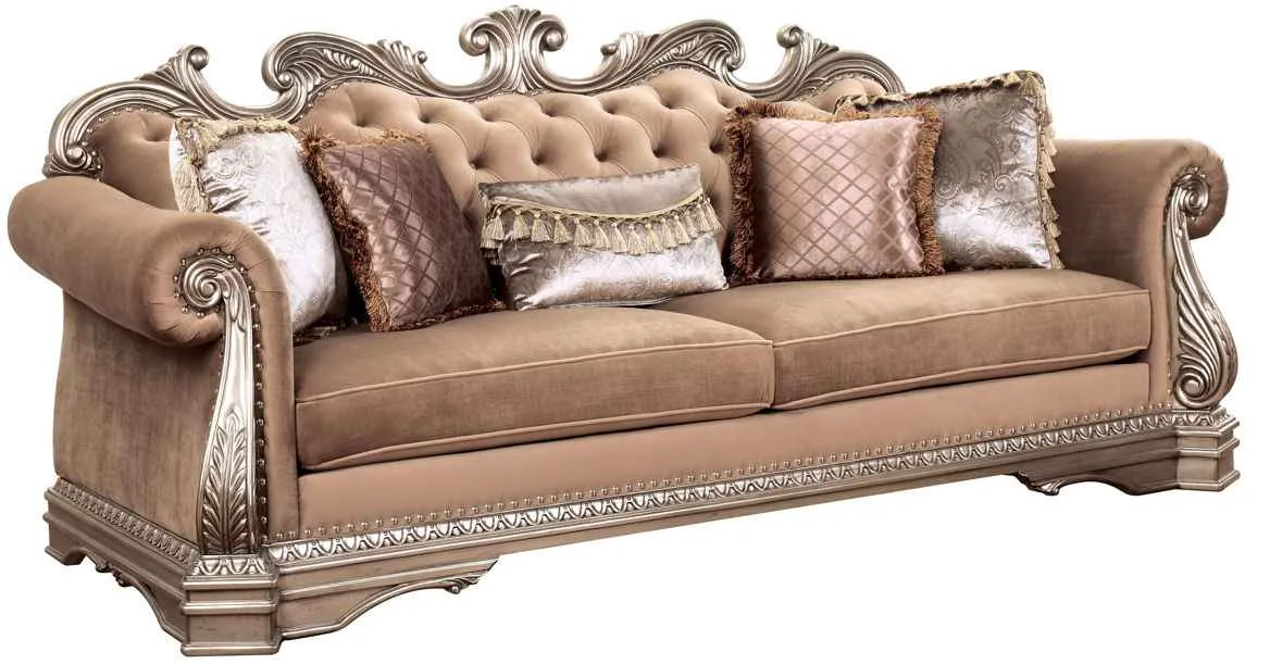 Prestigious Northville – Sofa With 5 Pillows – Velvet amp Antique Silver Pure