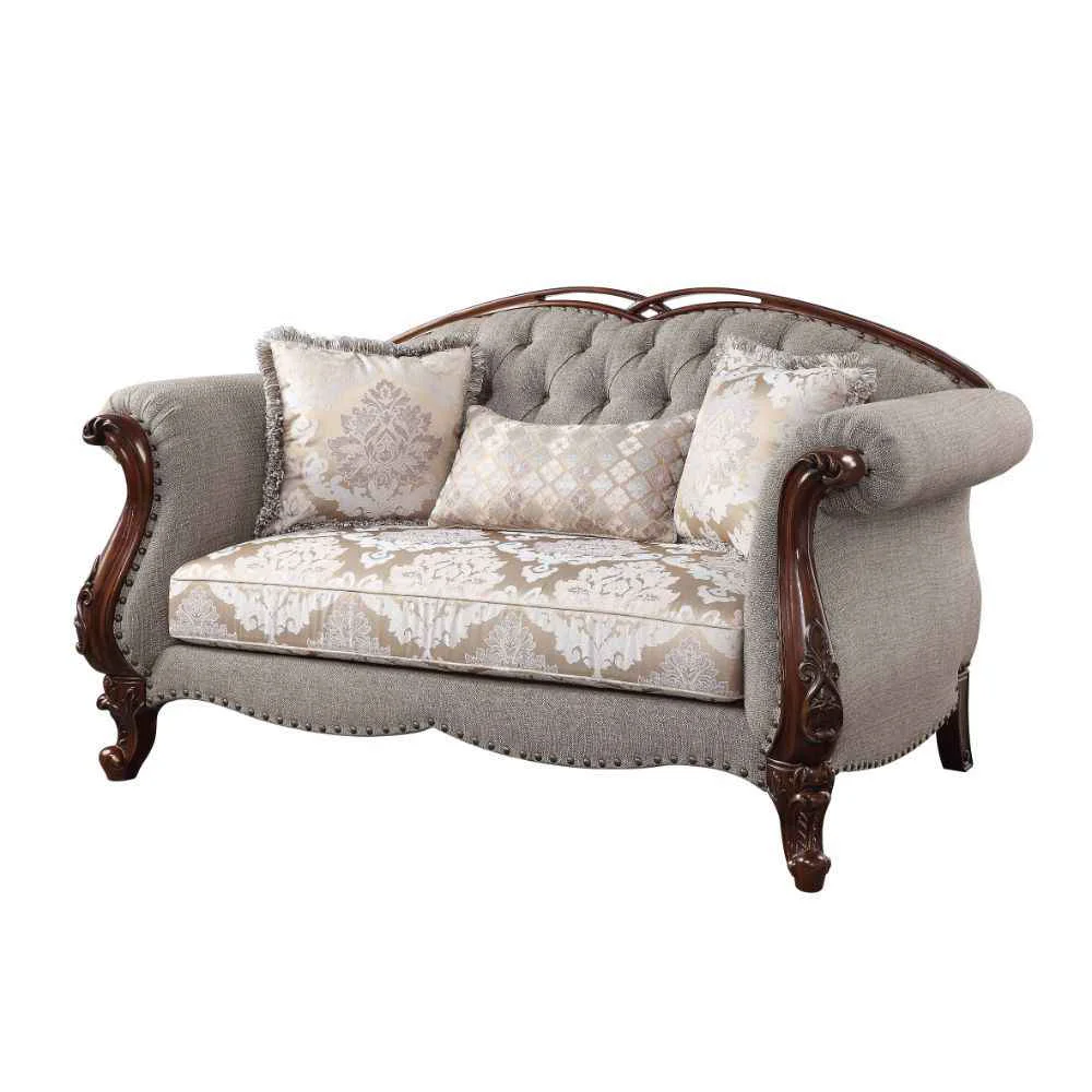 Premium Miyeon – Loveseat With 3 Pillows – Fabric amp Cherry World-Class