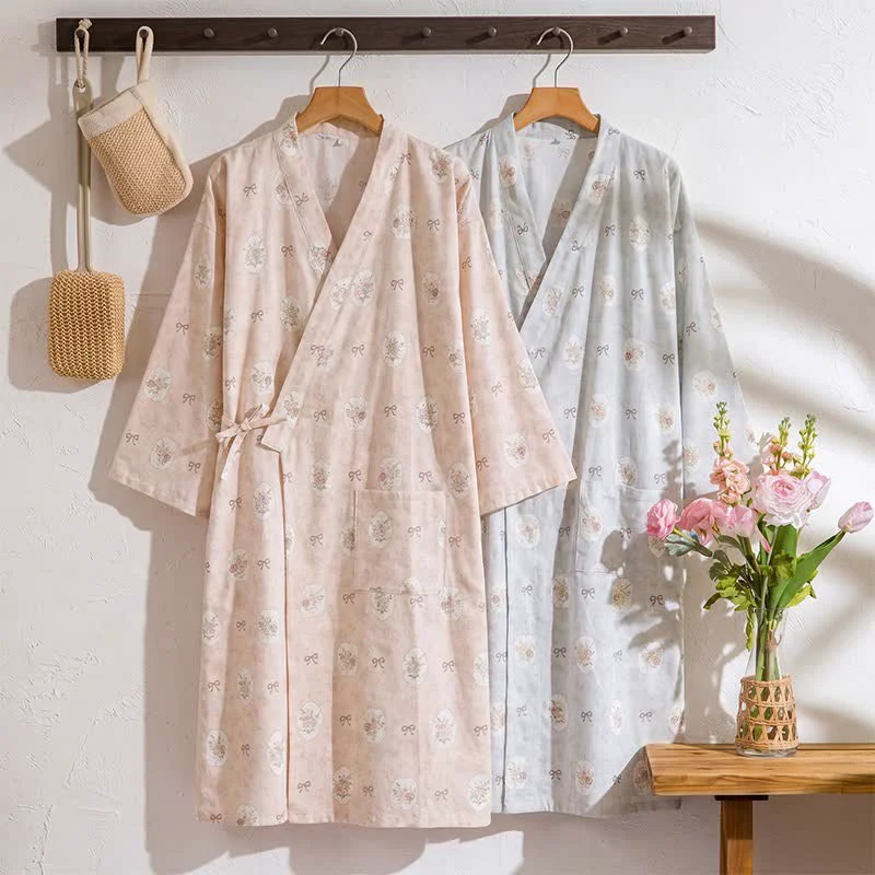 Professional Ownkoti Framed Rose amp Bow Cotton Kimono Robe Expertly Made