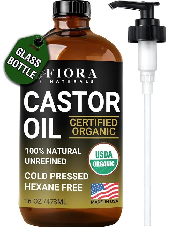 Official Organic Castor Oil in Glass Bottle – 16 Oz Cold Pressed Hexane- – USDA