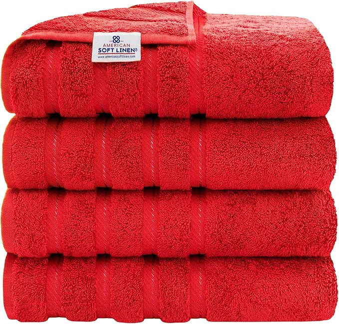 Stylish American Soft Linen Luxury 4 Piece Bath Towel Set 600 GSM Cotton Turkish Comfortable