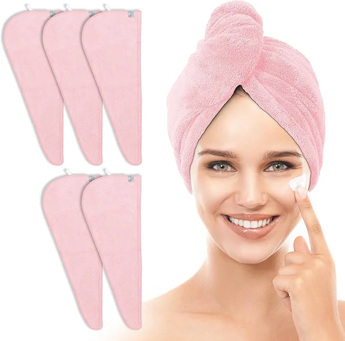 Eco-Friendly TENSTARS 5 Pack Thicken Microfiber Hair Towel Wrap Top-Quality
