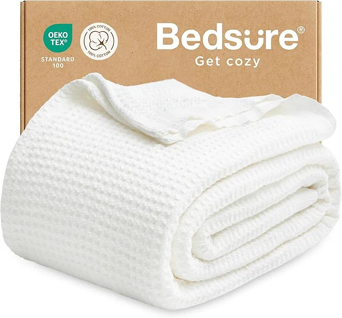 Sophisticated Bedsure Gentlesoft Cotton Blanket Twin XL Size for College Dorm – Cooling Breathable and Soft for Spring Summer Waffle Weave Twin Blanket for Bed Dorm Room Essentials White 66×90 inches Professional