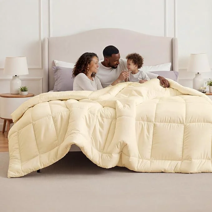 Refined Bedsure Comforter Duvet Insert – Quilted Comforters Oversized King All Season Duvet GentleSoft Down Bedding with 8 Tabs Gifts for Women Men Cream Oversized King 116 x 98 Inches Optimized