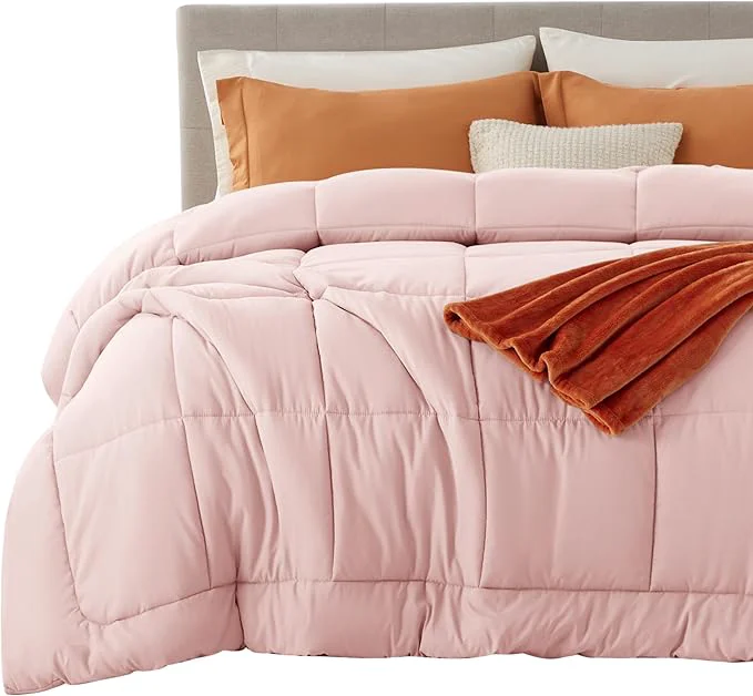 Durable Bedsure Comforter Duvet Insert – Quilted Comforters King Size All Season Duvet GentleSoft Down Bedding with 8 Tabs Gifts for Women Men Pink King 90 x 102 Inches Pure