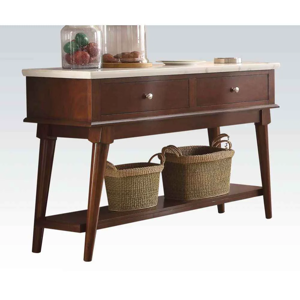 Durable Gasha – Server – White Marble Top amp Walnut Casual