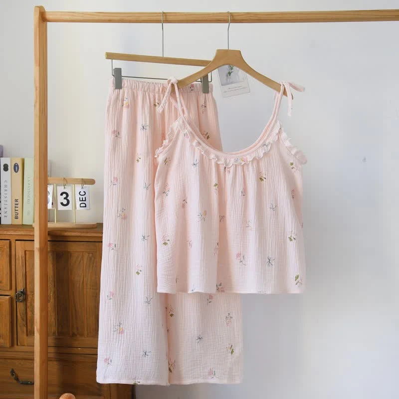 Healthy Ownkoti Ruffled Ditsy Floral Cotton Cami Pajamas Convenient