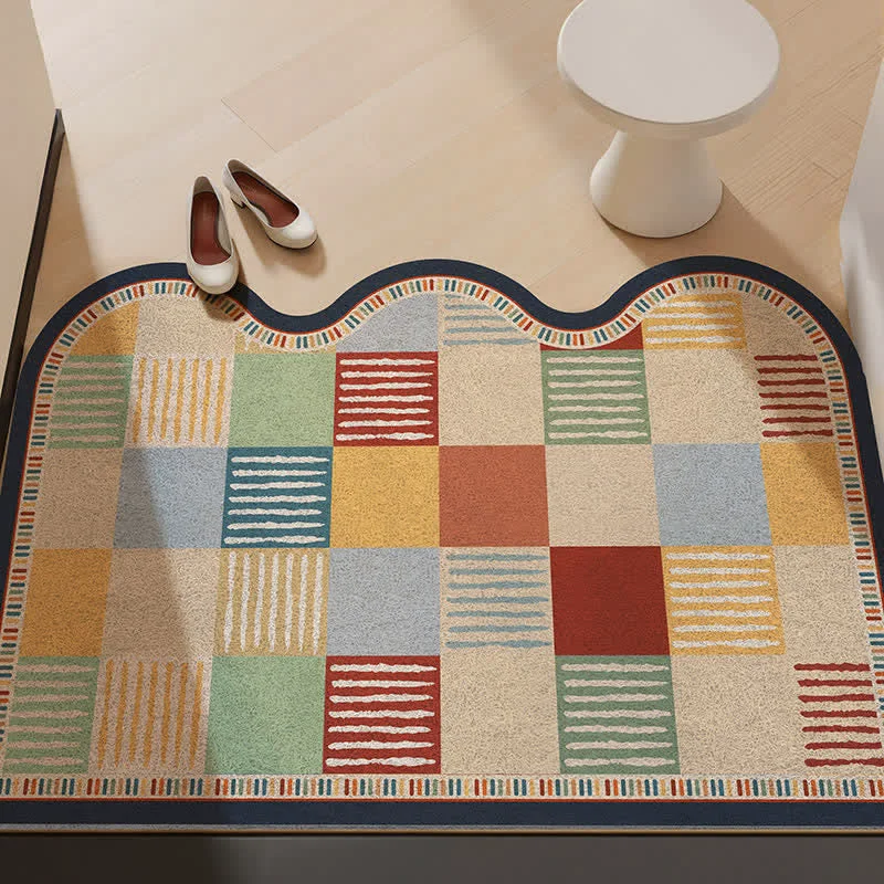 High-Quality Ownkoti Retro Patchwork Wave Edge Rug Enhanced