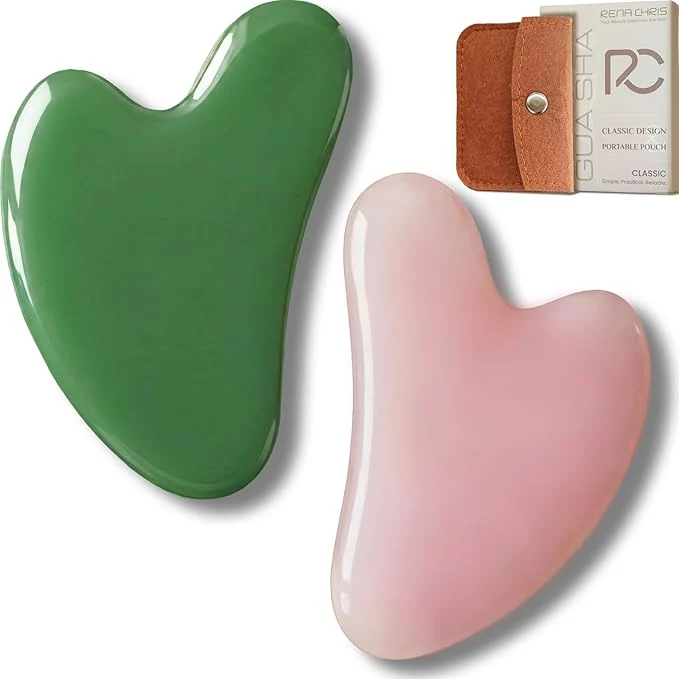 Responsible Rena Chris 2PCS Gua Sha Facial Tools Jade Stone Guasha Tool Relaxed