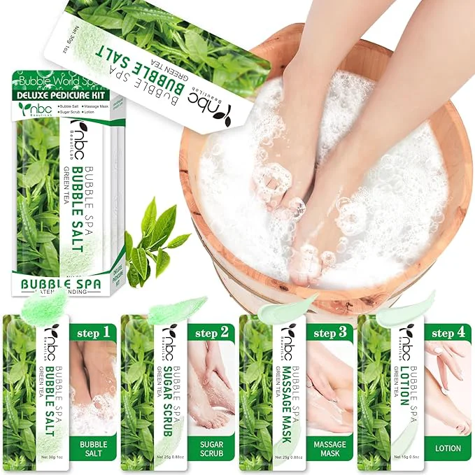 Lightweight Pedicure Kit Foot Soak Set Bubble Salt Sugar Scrub Massage Mask Massage Modern