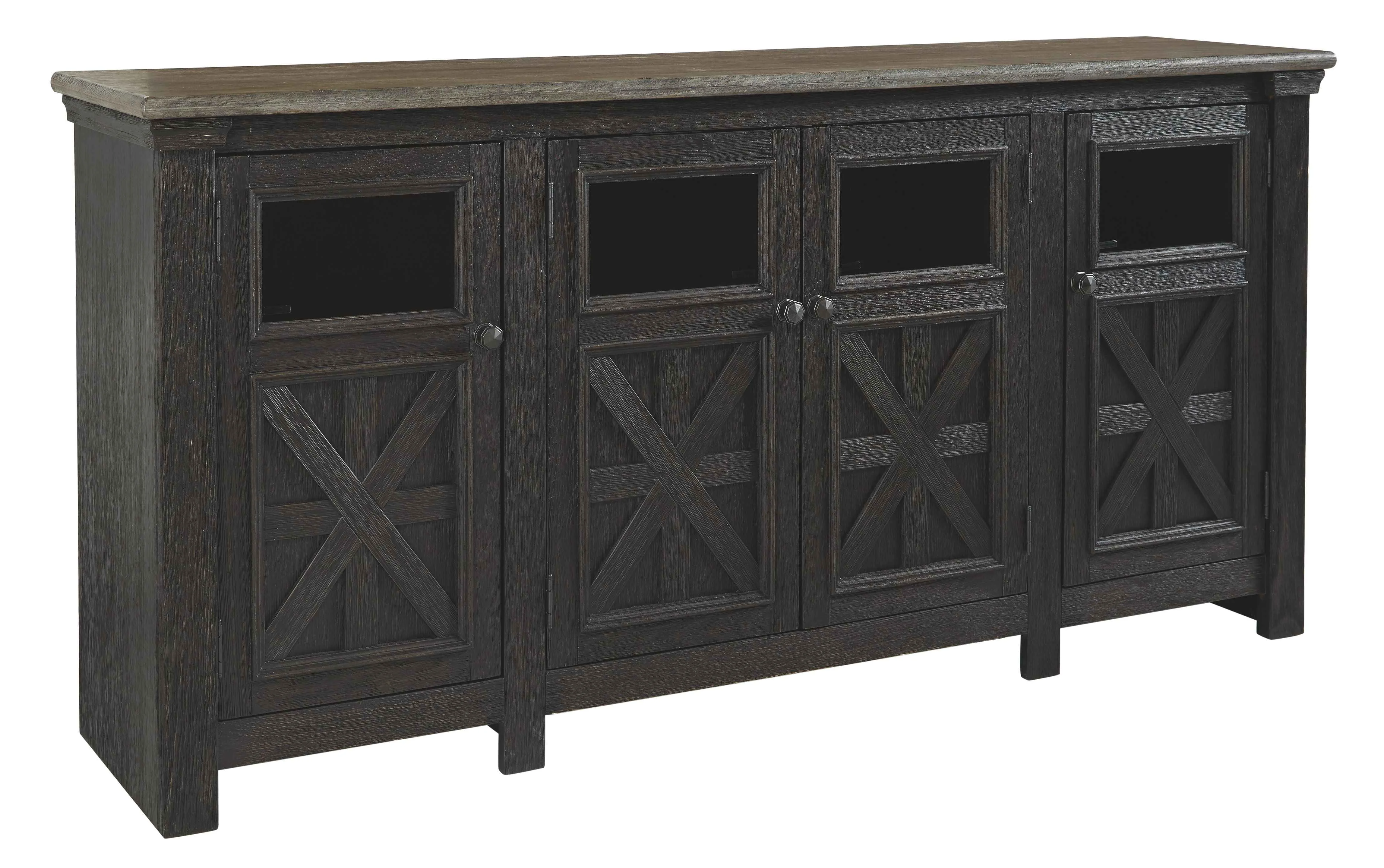 Unique Tyler Creek – Extra Large TV Stand – Black Gray Exclusive