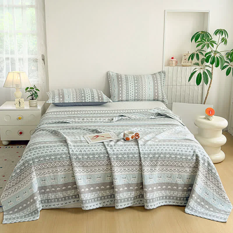 Recyclable Ownkoti Fair Isle Style Cotton Gauze Quilt Minimalist