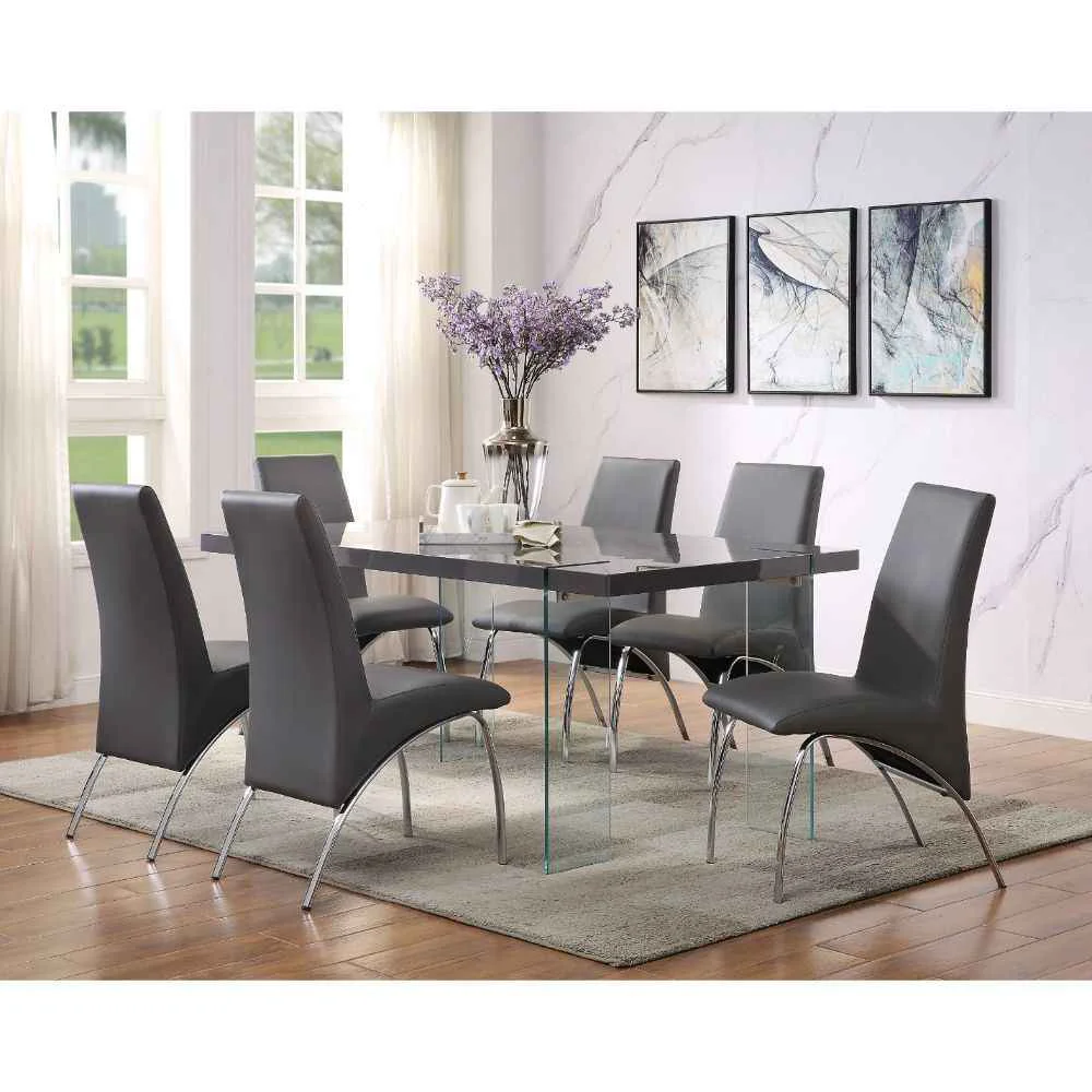 Environmentally Friendly Noland – Dining Table – Gray High Gloss amp Clear Glass Clean