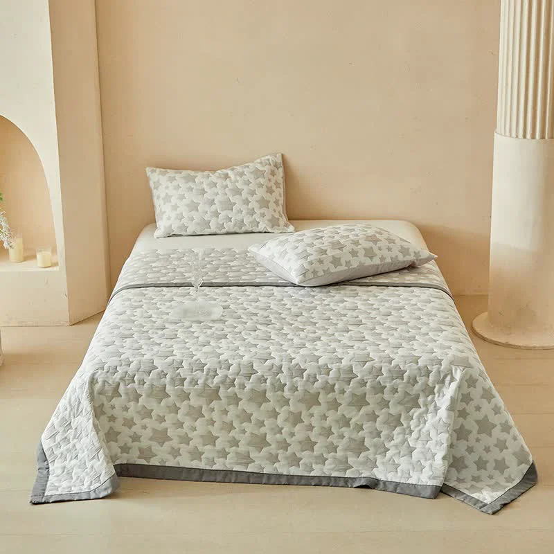 Comfortable Ownkoti Neutral Star Pattern Reversible Quilt Set Safe