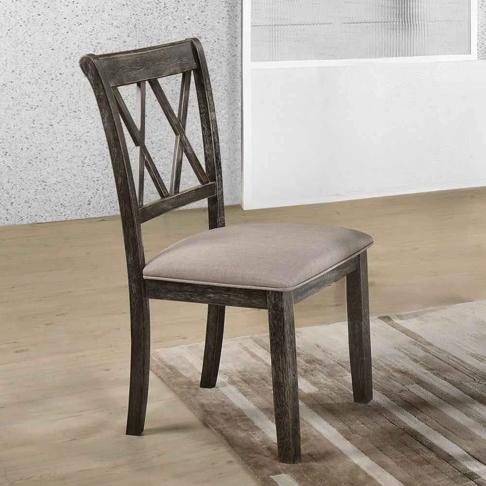 High-Performance Claudia II – Side Chair Set of 2 – Beige Fabric amp Weathered Gray Classic