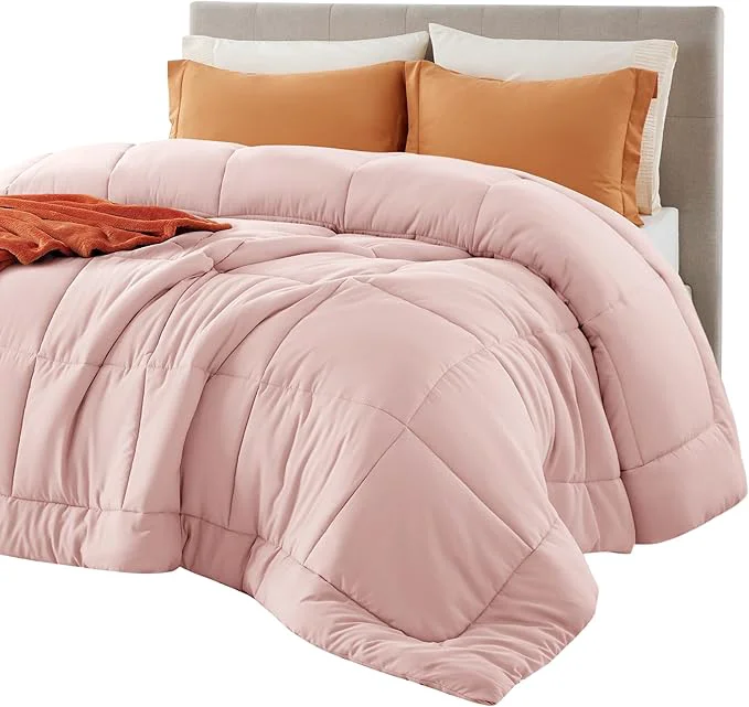 Verified Bedsure Comforter Duvet Insert – Quilted Comforters Twin Size All Season Duvet GentleSoft Down Bedding with 8 Tabs Gifts for Women Men Pink Twin 88 x 68 Inches Versatile