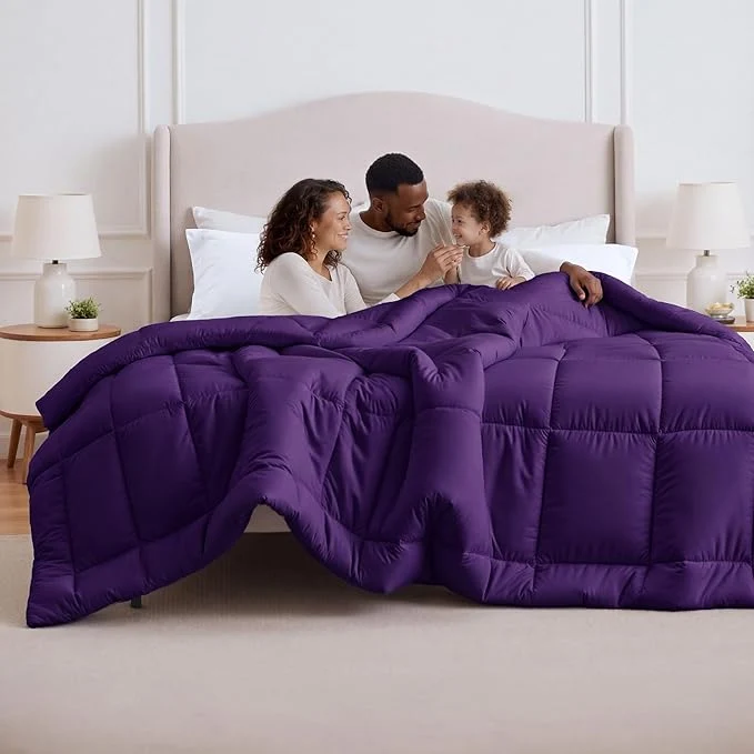 Official Bedsure Comforter Duvet Insert – Quilted Comforters Oversize Queen Size All Season Duvet GentleSoft Down Bedding Blanket with 8 Tabs Gifts for Women Men Purple Oversize Queen 98×98 Comfortable