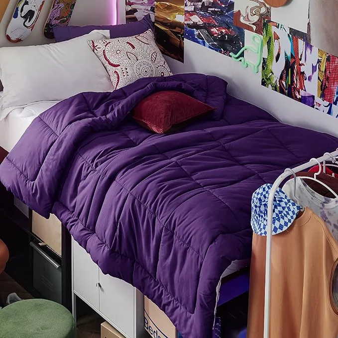 Dependable Bedsure Comforter Duvet Insert – Quilted Comforters Twin Size All Season Duvet GentleSoft Down Bedding Blanket with 8 Tabs Gifts for Women Men Purple Twin 88 x 68 Inches Relaxed