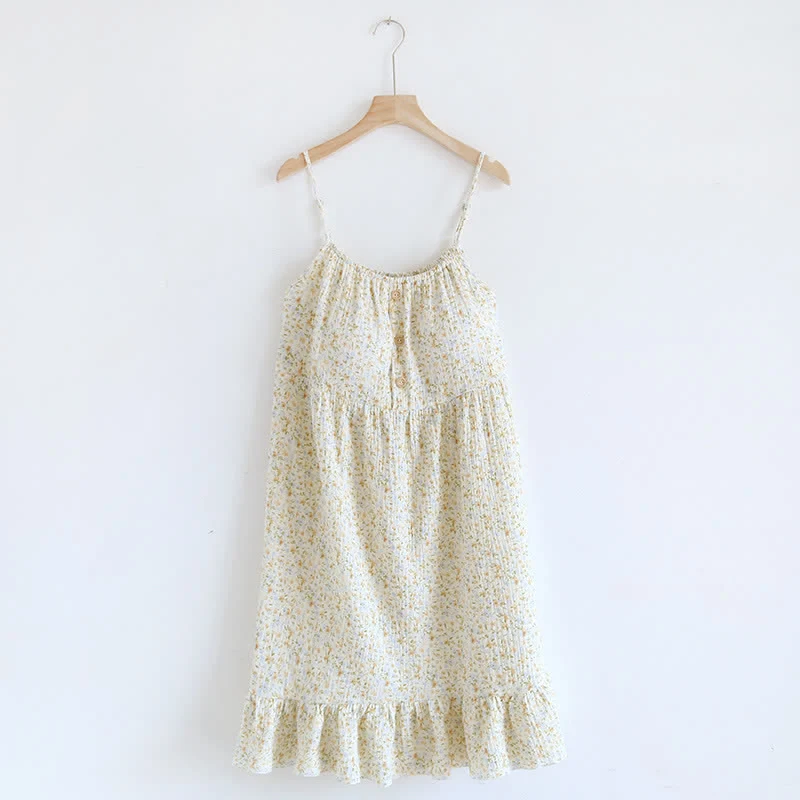 Powerful Ownkoti Floral amp Leaf Cotton Ruffle Lounge Dress High-Performance