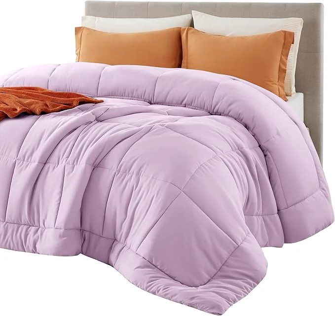 Optimized Bedsure Comforter Duvet Insert – Quilted Comforters King Size All Season Duvet GentleSoft Down Bedding with 8 Tabs Gifts for Women Men Light Purple King 90 x 102 Inches