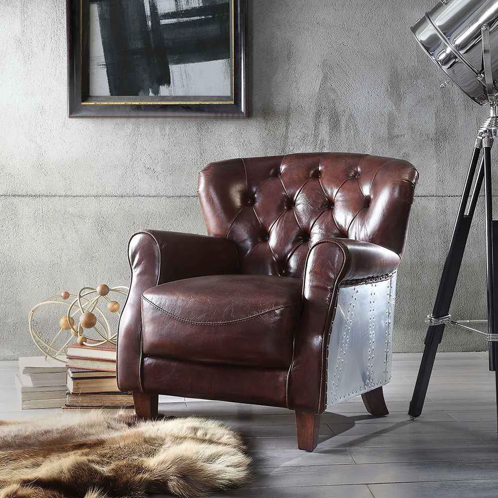Lightweight Brancaster – Accent Chair – Vintage Brown amp Aluminum High-Quality