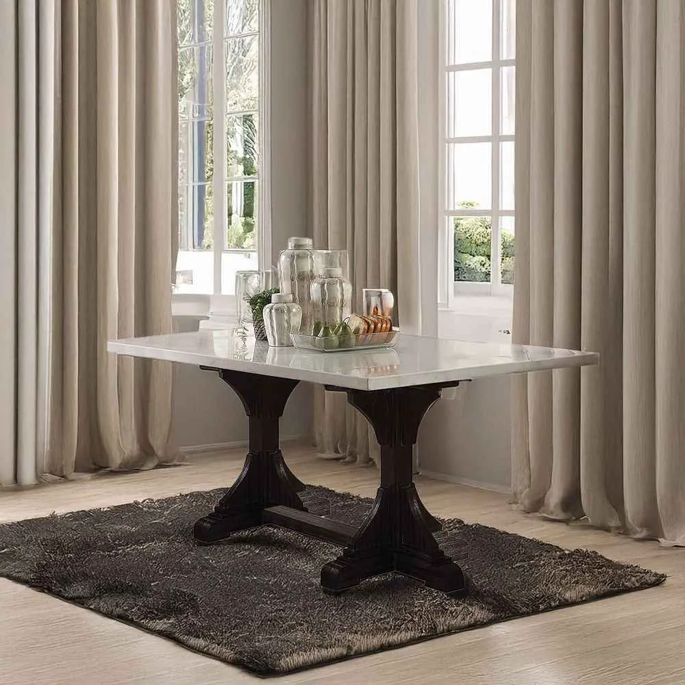 Artisan Gerardo – 30 quot Dining Table – White Marble Top amp Weathered Espresso Durable