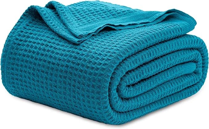 Efficient Bedsure Gentlesoft Cotton Blanket Twin XL Size for College Dorm – Breathable and Soft for Spring Summer Waffle Weave Twin Blanket for Bed Dorm Room Essentials Teal 66×90 inches Premium
