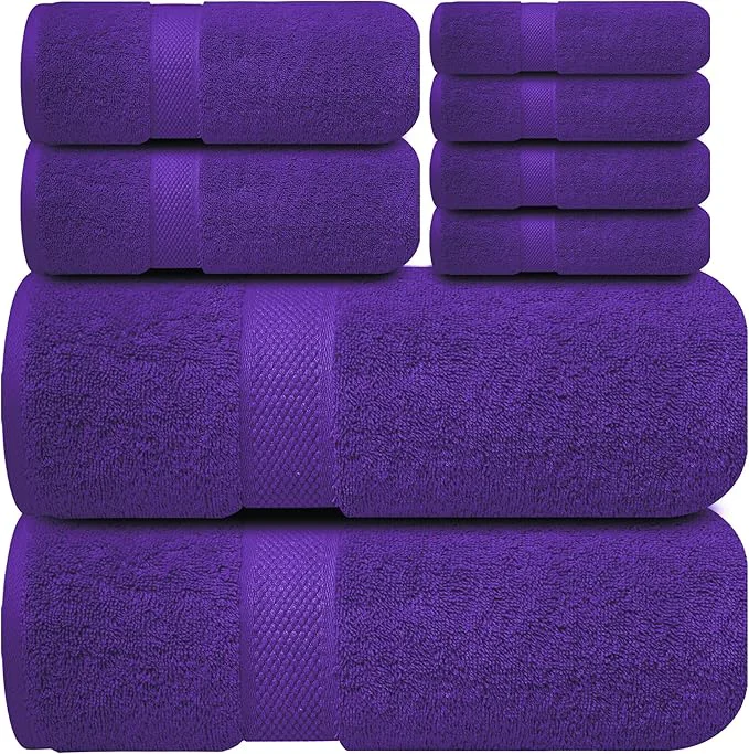 Convenient Infinitee Xclusives Luxury Cotton Towel Set – 8 Piece Bathroom Towel Set – High-Grade