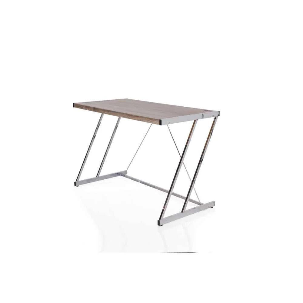 Stylish Finis – Writing Desk With USB – Weathered Oak amp Chrome Smart