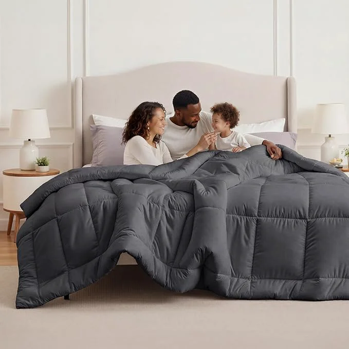 Outstanding Bedsure Comforter Duvet Insert – Quilted Comforters Oversized King Size All Season Duvet GentleSoft Down Bedding with 8 Tabs Gifts for Women Men Grey Oversized King 116 x 98 Inches Pure