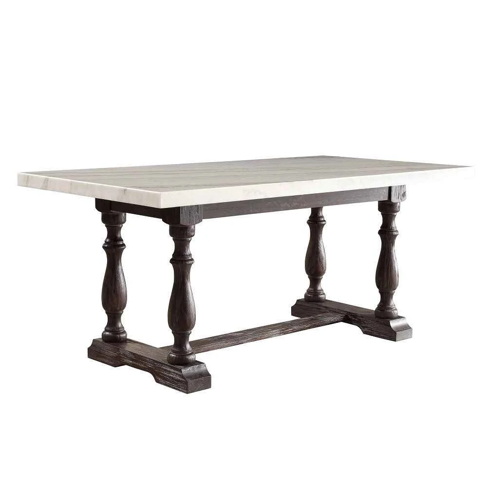 Sustainable Gerardo – 31 quot Dining Table – White Marble Top amp Weathered Espresso Easy-to-Use