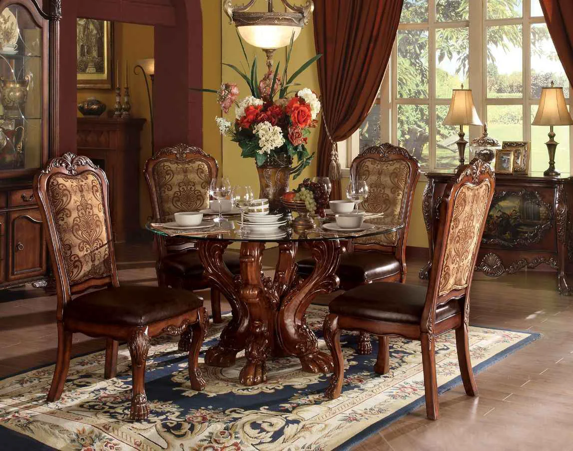 Proven Dresden – Dining Table – Clear Glass Top amp Cherry Oak Versatile
