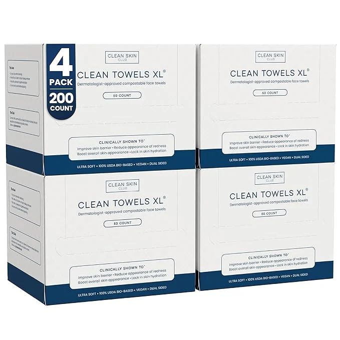 Modern Clean Skin Club Clean Towels XL® USDA Biobased Face Towel Disposable Functional